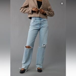 High Waisted Baggy Straight Jeans American Eagle Womens 8